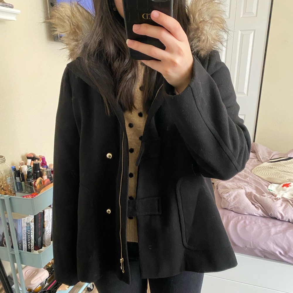Zara Coat with Detachable Fur Trimmed Hood